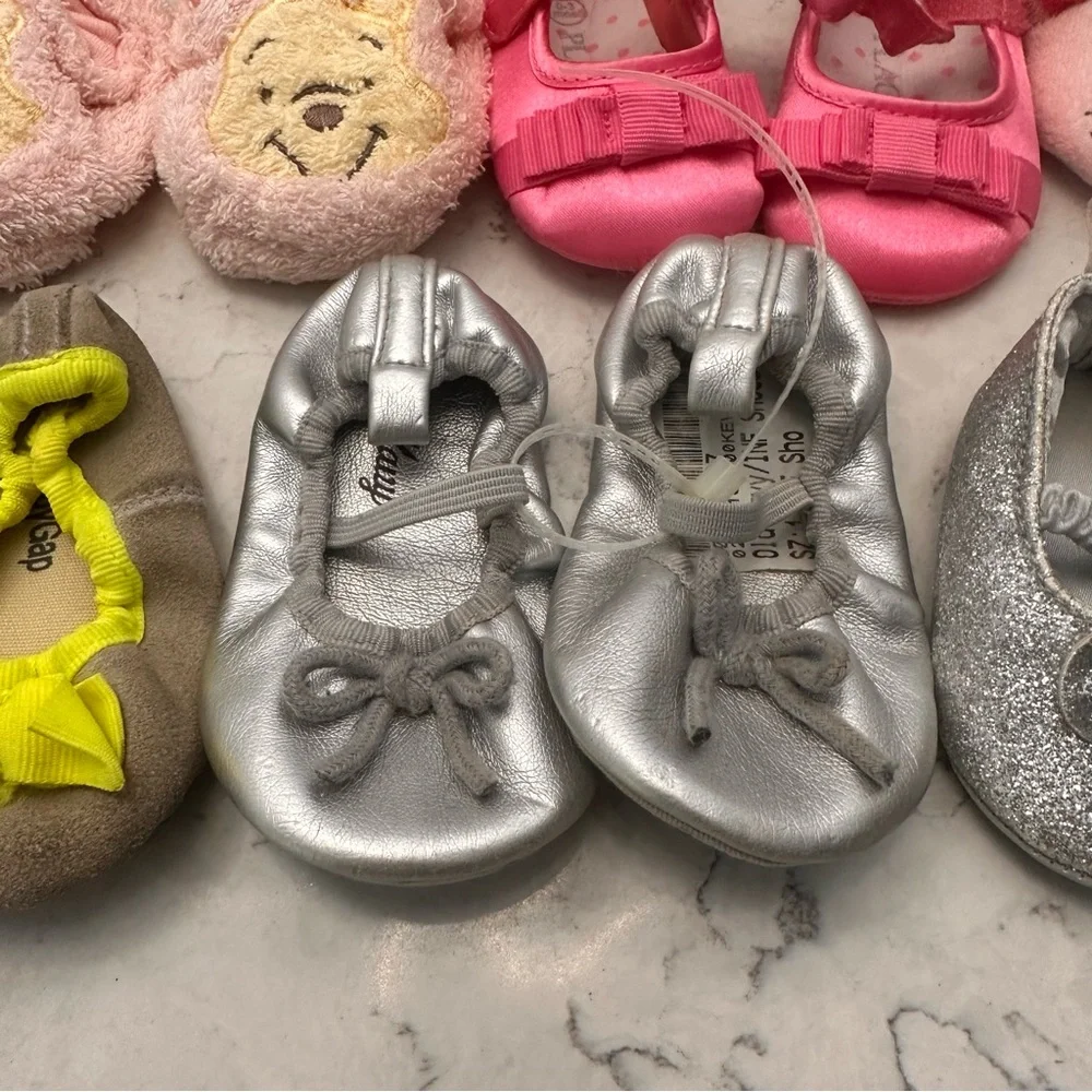 13 Pair Baby Girl Shoe Lot Sizes 0-3 Gap Old Navy Carters Vintage Winnie Pooh